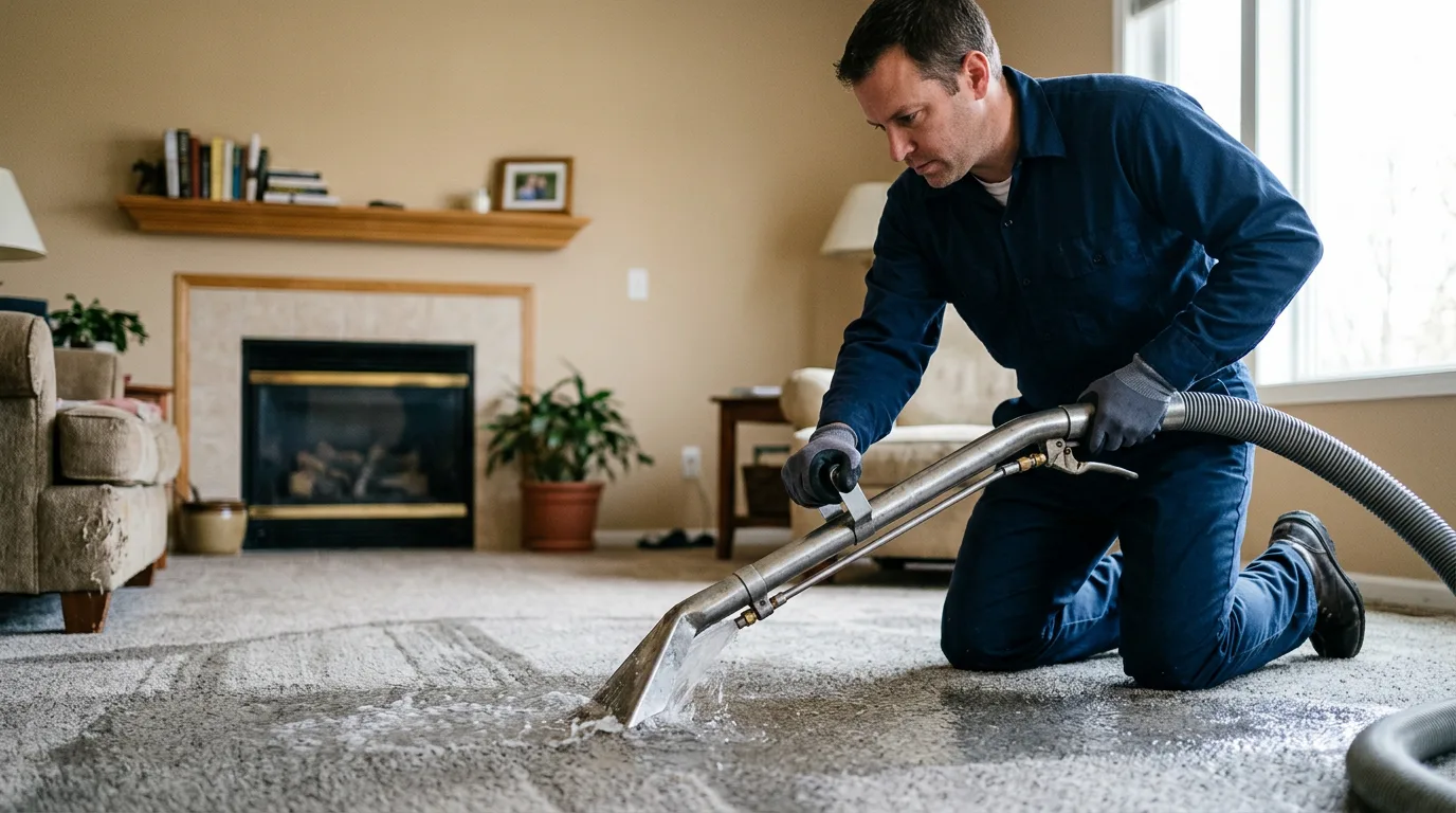 Water damage restoration technician working near Vacaville, CA